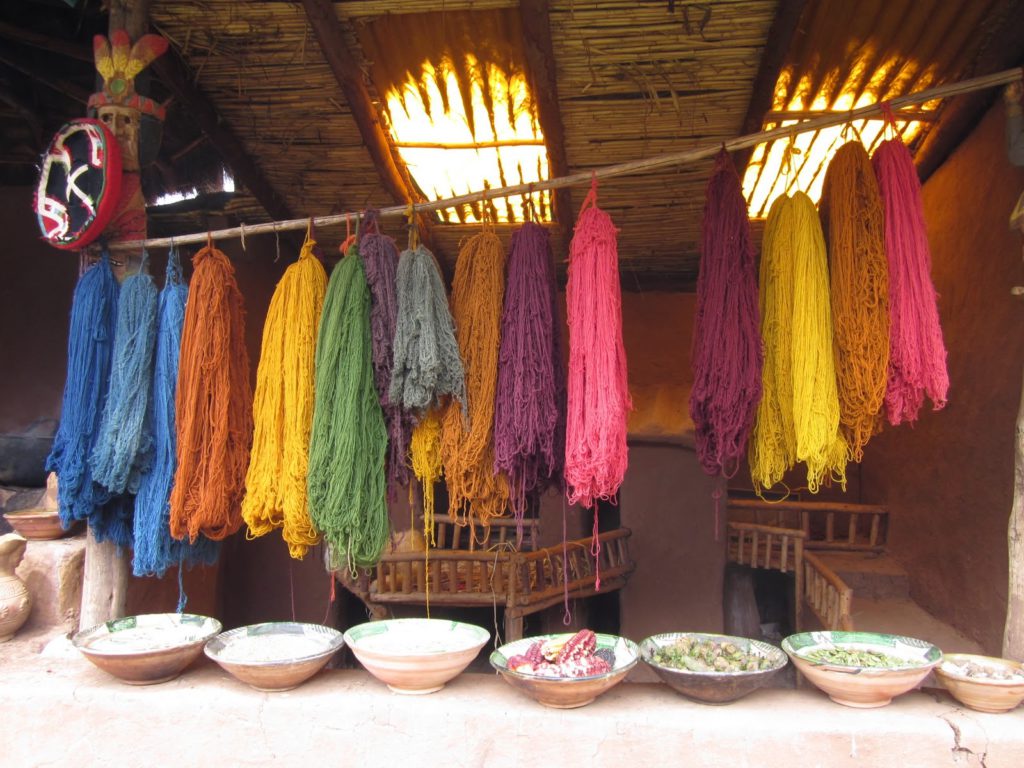 lana teñidas con pigmentos naturales