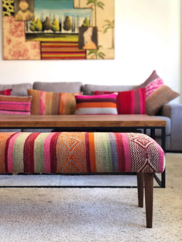 banco étnico alfombras étnicas - banco tapizado telares artesanales